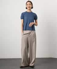 FMLGD03240 MICHEL KLEIN(ミッシェルクラン) [リラックスボトム]ダルサテン ワイドパンツ カーキ