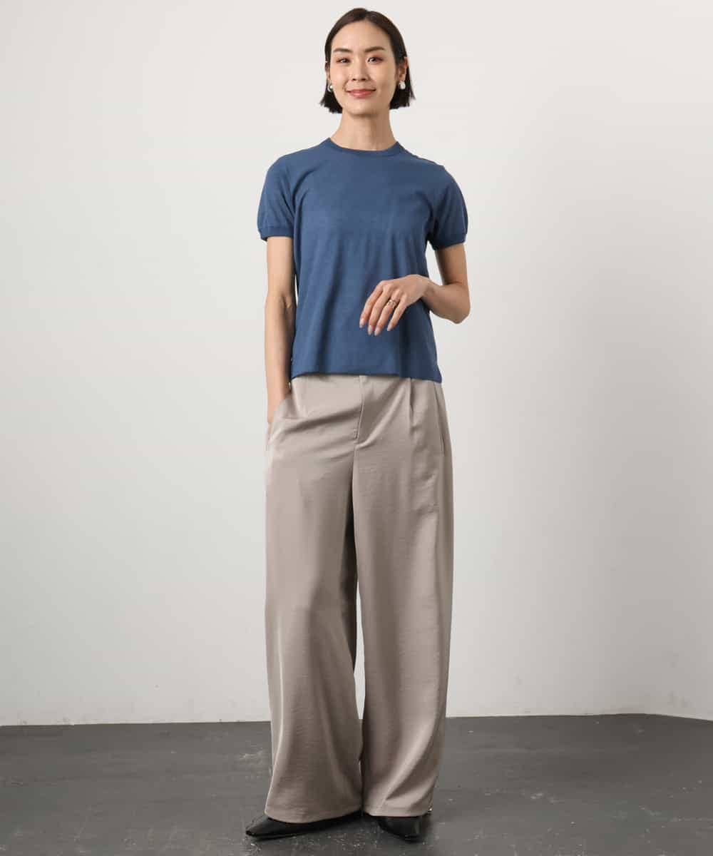 FMLGD03240 MICHEL KLEIN(ミッシェルクラン) [リラックスボトム]ダルサテン ワイドパンツ カーキ