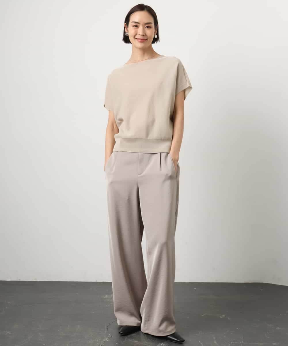 FMLGD03240 MICHEL KLEIN(ミッシェルクラン) [リラックスボトム]ダルサテン ワイドパンツ カーキ