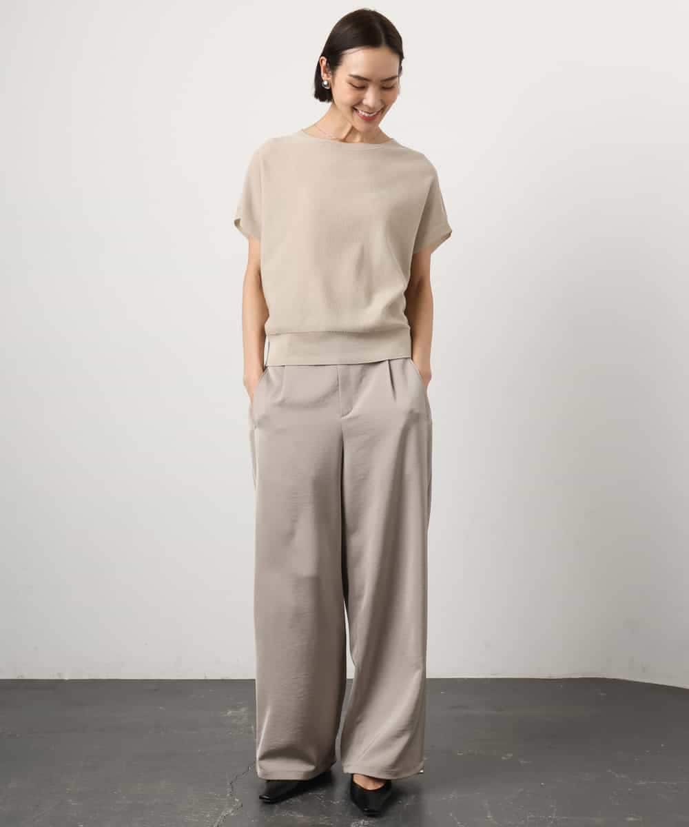 FMLGD03240 MICHEL KLEIN(ミッシェルクラン) [リラックスボトム]ダルサテン ワイドパンツ カーキ