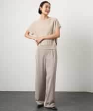 FMLGD03240 MICHEL KLEIN(ミッシェルクラン) [リラックスボトム]ダルサテン ワイドパンツ カーキ