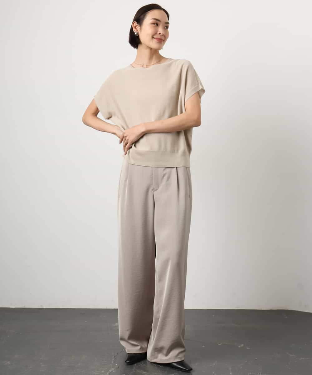 FMLGD03240 MICHEL KLEIN(ミッシェルクラン) [リラックスボトム]ダルサテン ワイドパンツ カーキ