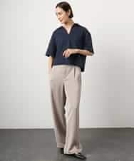 FMLGD03240 MICHEL KLEIN(ミッシェルクラン) [リラックスボトム]ダルサテン ワイドパンツ カーキ