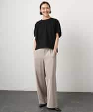 FMLGD03240 MICHEL KLEIN(ミッシェルクラン) [リラックスボトム]ダルサテン ワイドパンツ カーキ