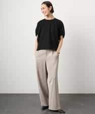 FMLGD03240 MICHEL KLEIN(ミッシェルクラン) [リラックスボトム]ダルサテン ワイドパンツ カーキ