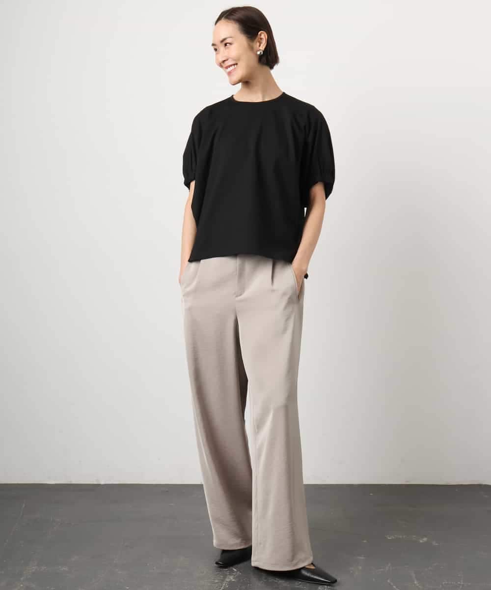 FMLGD03240 MICHEL KLEIN(ミッシェルクラン) [リラックスボトム]ダルサテン ワイドパンツ カーキ