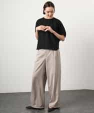 FMLGD03240 MICHEL KLEIN(ミッシェルクラン) [リラックスボトム]ダルサテン ワイドパンツ カーキ