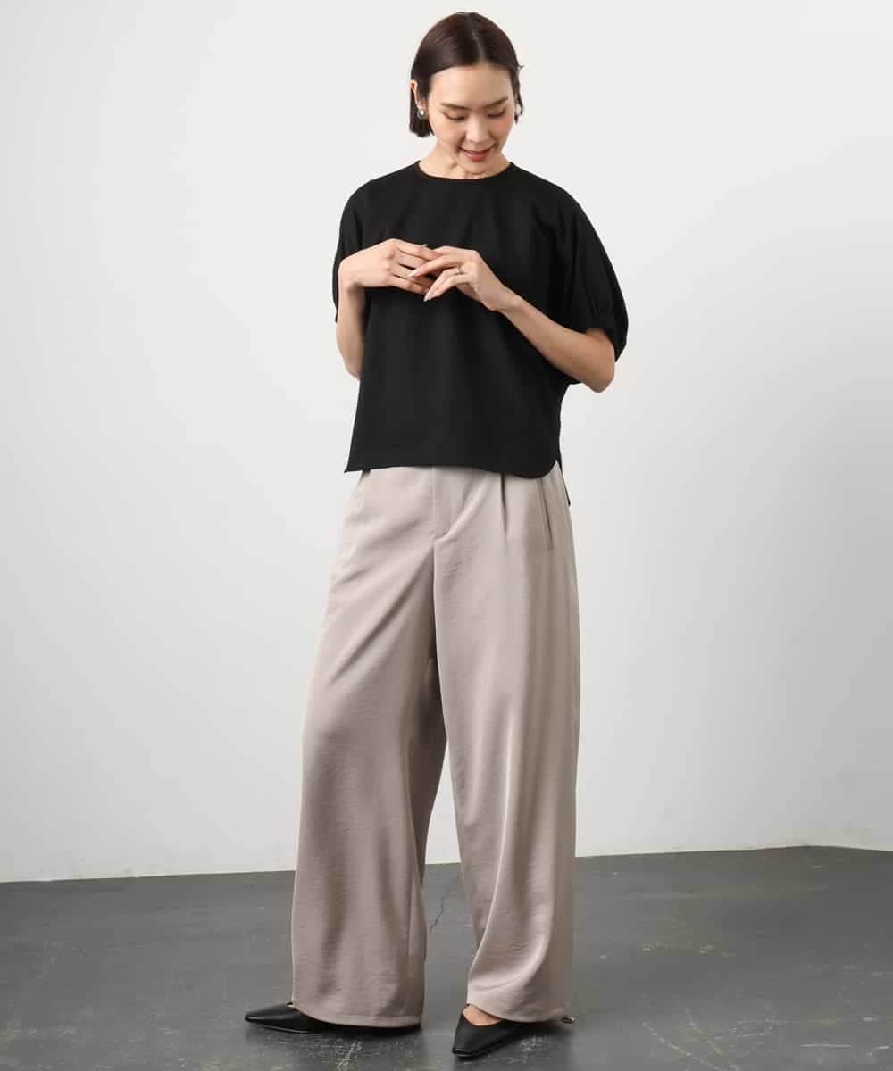 FMLGD03240 MICHEL KLEIN(ミッシェルクラン) [リラックスボトム]ダルサテン ワイドパンツ カーキ