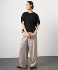 FMLGD03240 MICHEL KLEIN(ミッシェルクラン) [リラックスボトム]ダルサテン ワイドパンツ カーキ