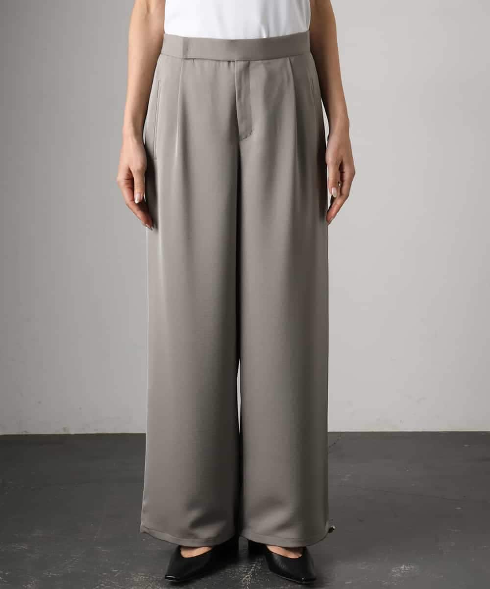 FMLGD03240 MICHEL KLEIN(ミッシェルクラン) [リラックスボトム]ダルサテン ワイドパンツ カーキ