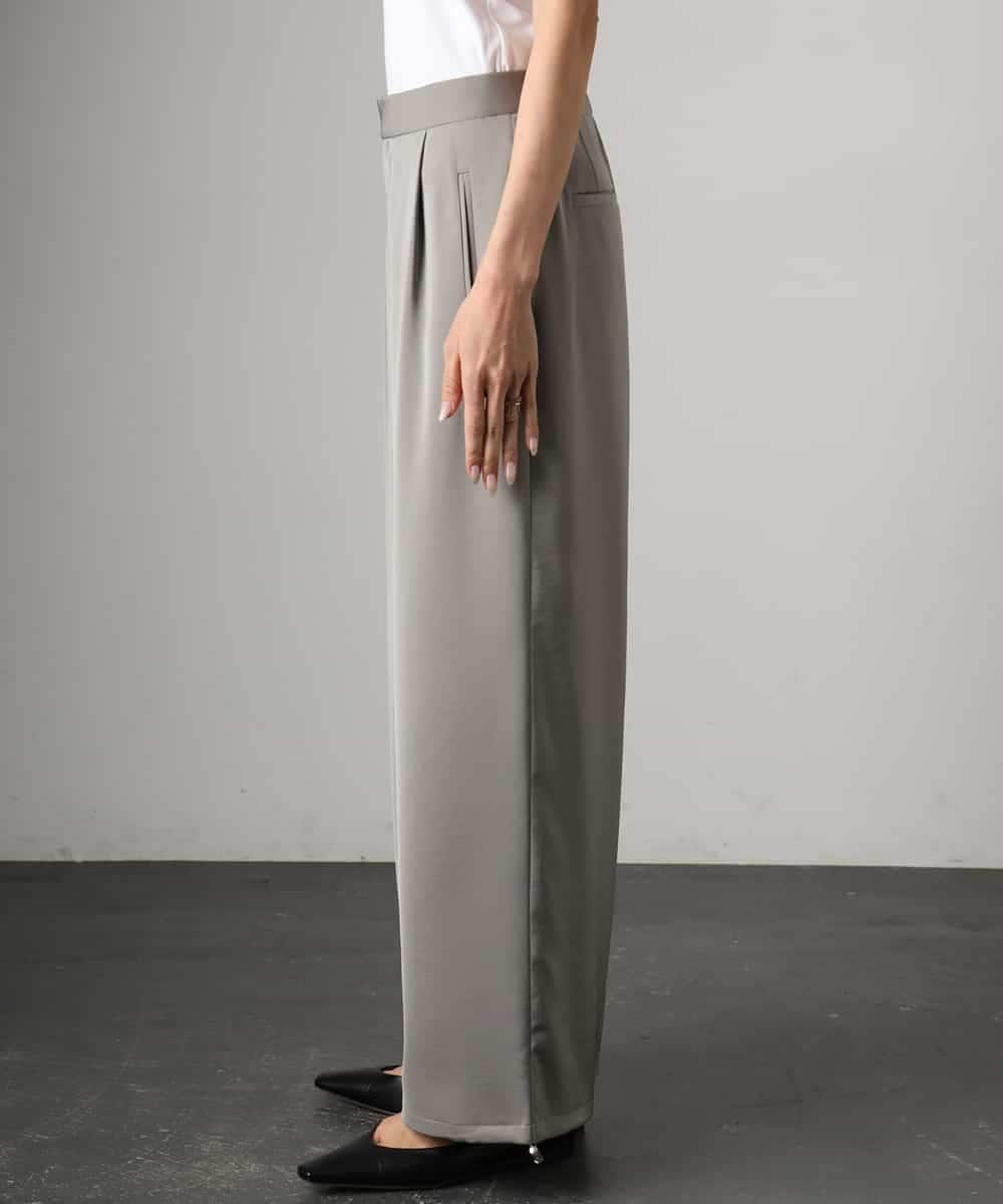 FMLGD03240 MICHEL KLEIN(ミッシェルクラン) [リラックスボトム]ダルサテン ワイドパンツ カーキ