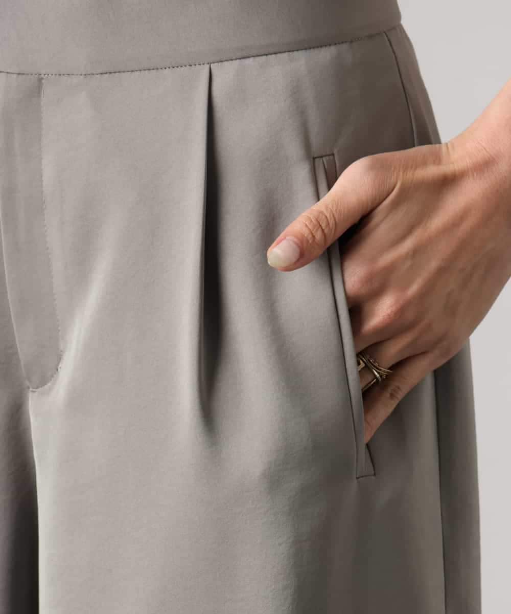 FMLGD03240 MICHEL KLEIN(ミッシェルクラン) [リラックスボトム]ダルサテン ワイドパンツ カーキ