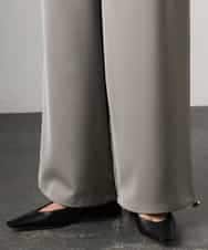 FMLGD03240 MICHEL KLEIN(ミッシェルクラン) [リラックスボトム]ダルサテン ワイドパンツ カーキ