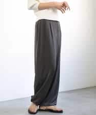 FMLGD03240 MICHEL KLEIN(ミッシェルクラン) [リラックスボトム]ダルサテン ワイドパンツ ダークグレー