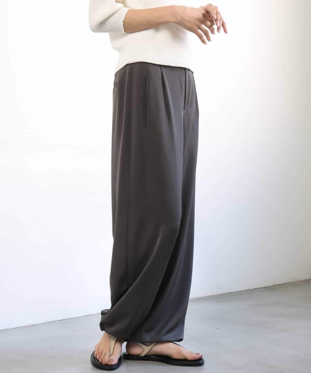 FMLGD03240 MICHEL KLEIN(ミッシェルクラン) [リラックスボトム]ダルサテン ワイドパンツ ダークグレー