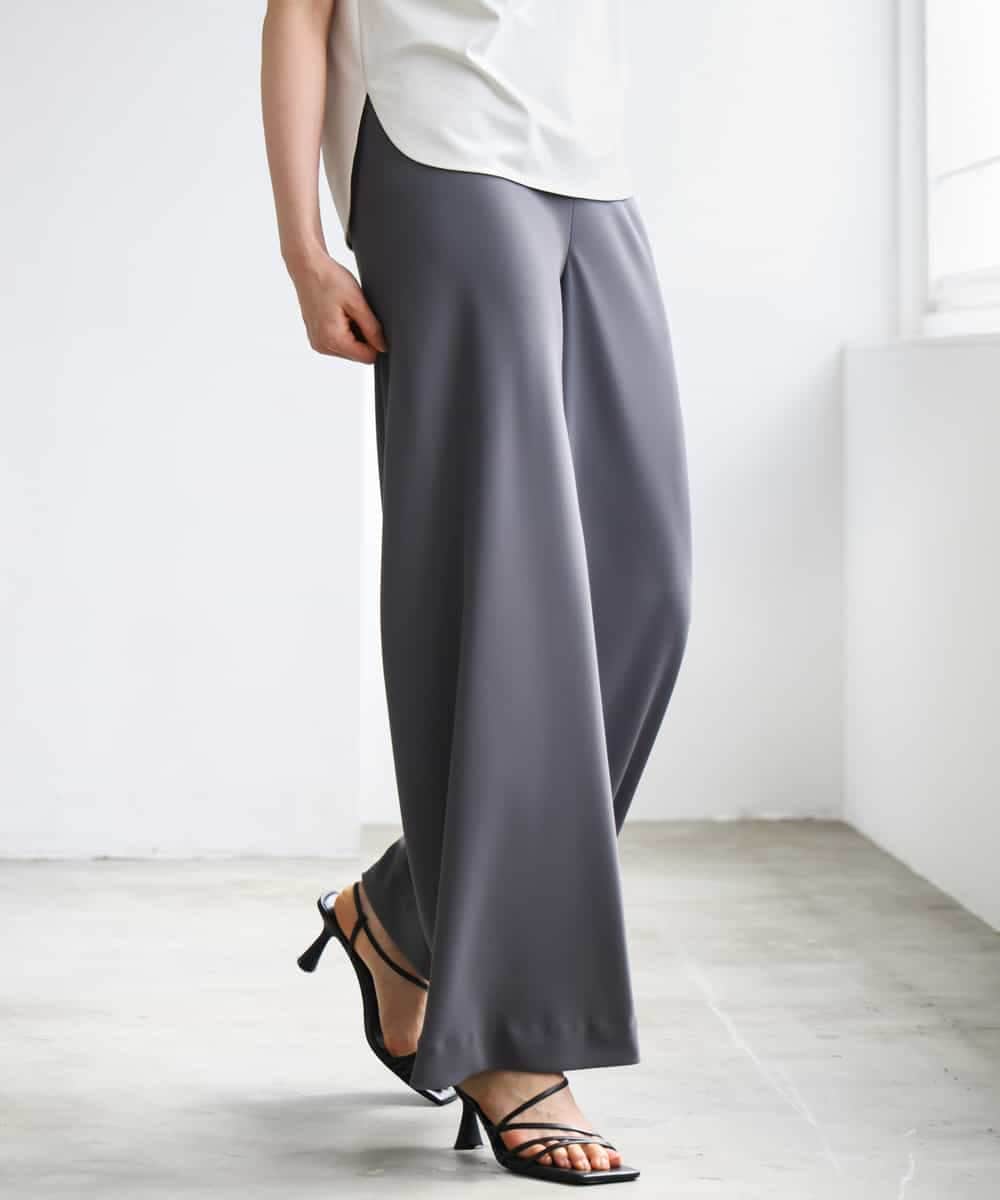 FMLGD04220 MICHEL KLEIN(ミッシェルクラン) [リラックスボトム]シームレスワイドパンツ ダークグレー