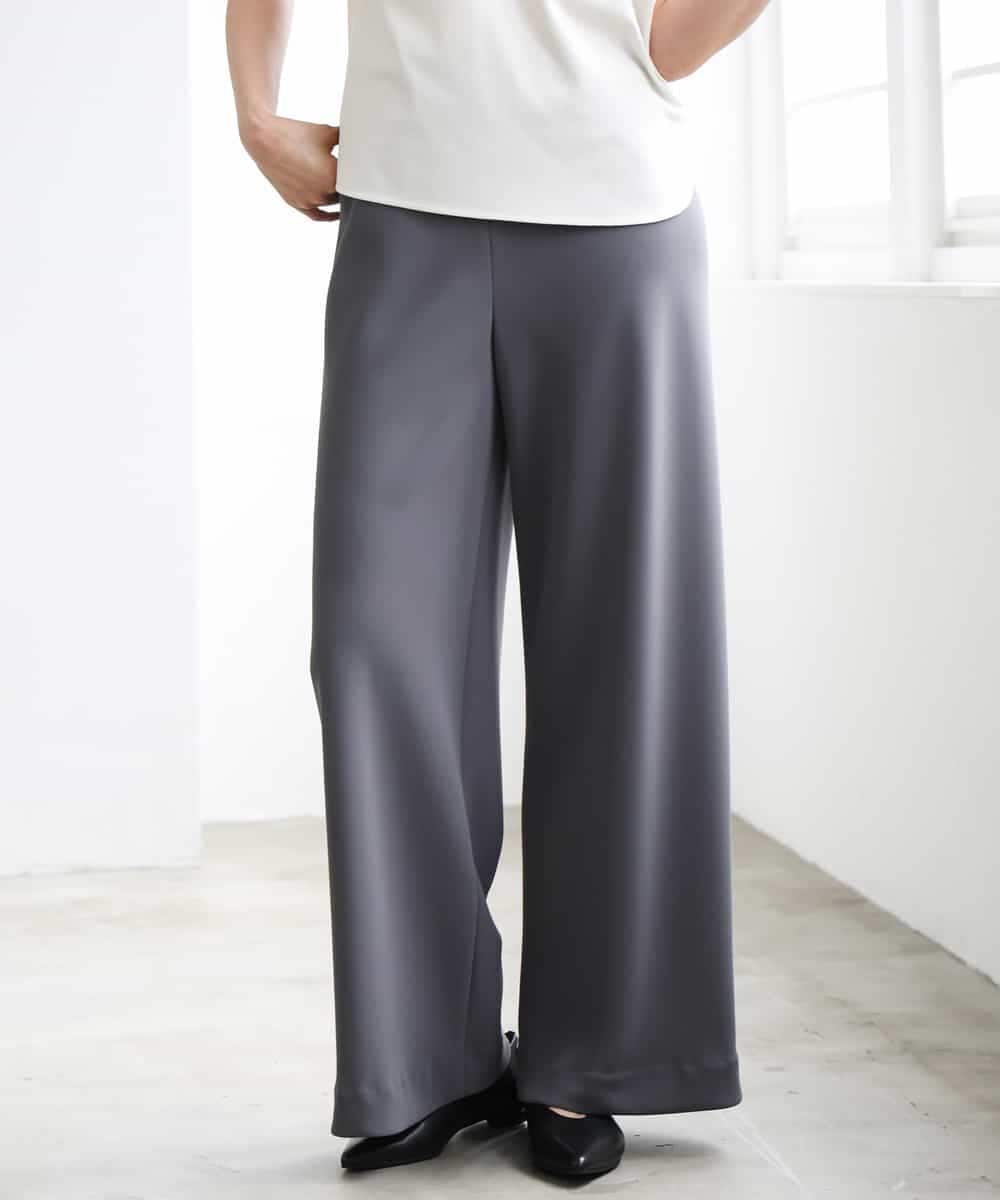 FMLGD04220 MICHEL KLEIN(ミッシェルクラン) [リラックスボトム]シームレスワイドパンツ ダークグレー