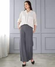 FMLGD04220 MICHEL KLEIN(ミッシェルクラン) [リラックスボトム]シームレスワイドパンツ ダークグレー