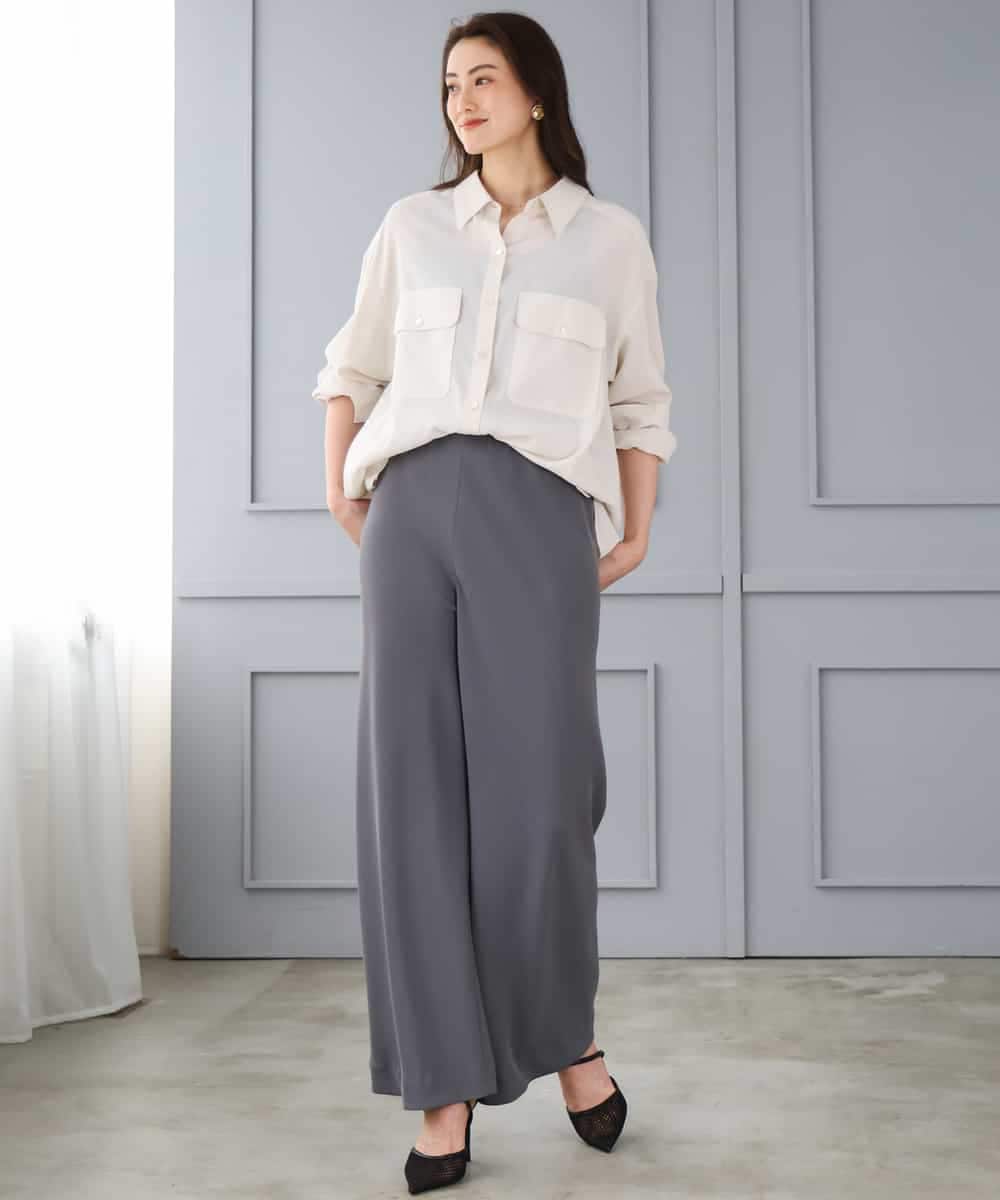 FMLGD04220 MICHEL KLEIN(ミッシェルクラン) [リラックスボトム]シームレスワイドパンツ ダークグレー