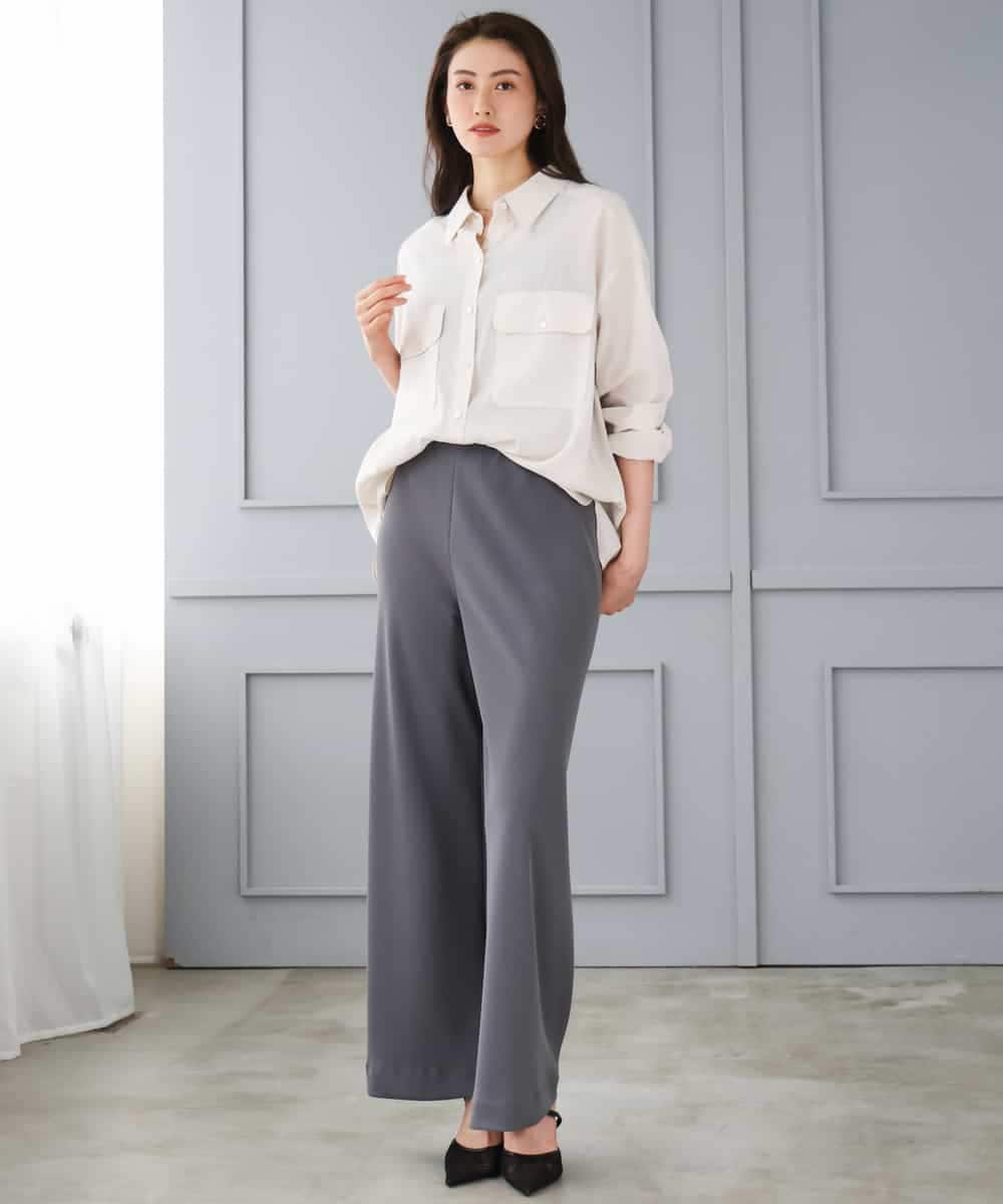 FMLGD04220 MICHEL KLEIN(ミッシェルクラン) [リラックスボトム]シームレスワイドパンツ ダークグレー