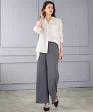 FMLGD04220 MICHEL KLEIN(ミッシェルクラン) [リラックスボトム]シームレスワイドパンツ ダークグレー