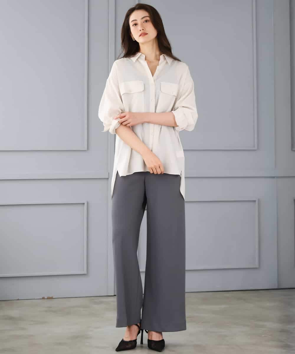 FMLGD04220 MICHEL KLEIN(ミッシェルクラン) [リラックスボトム]シームレスワイドパンツ ダークグレー