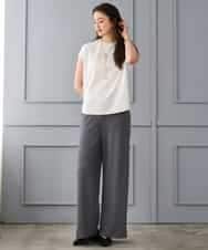 FMLGD04220 MICHEL KLEIN(ミッシェルクラン) [リラックスボトム]シームレスワイドパンツ ダークグレー