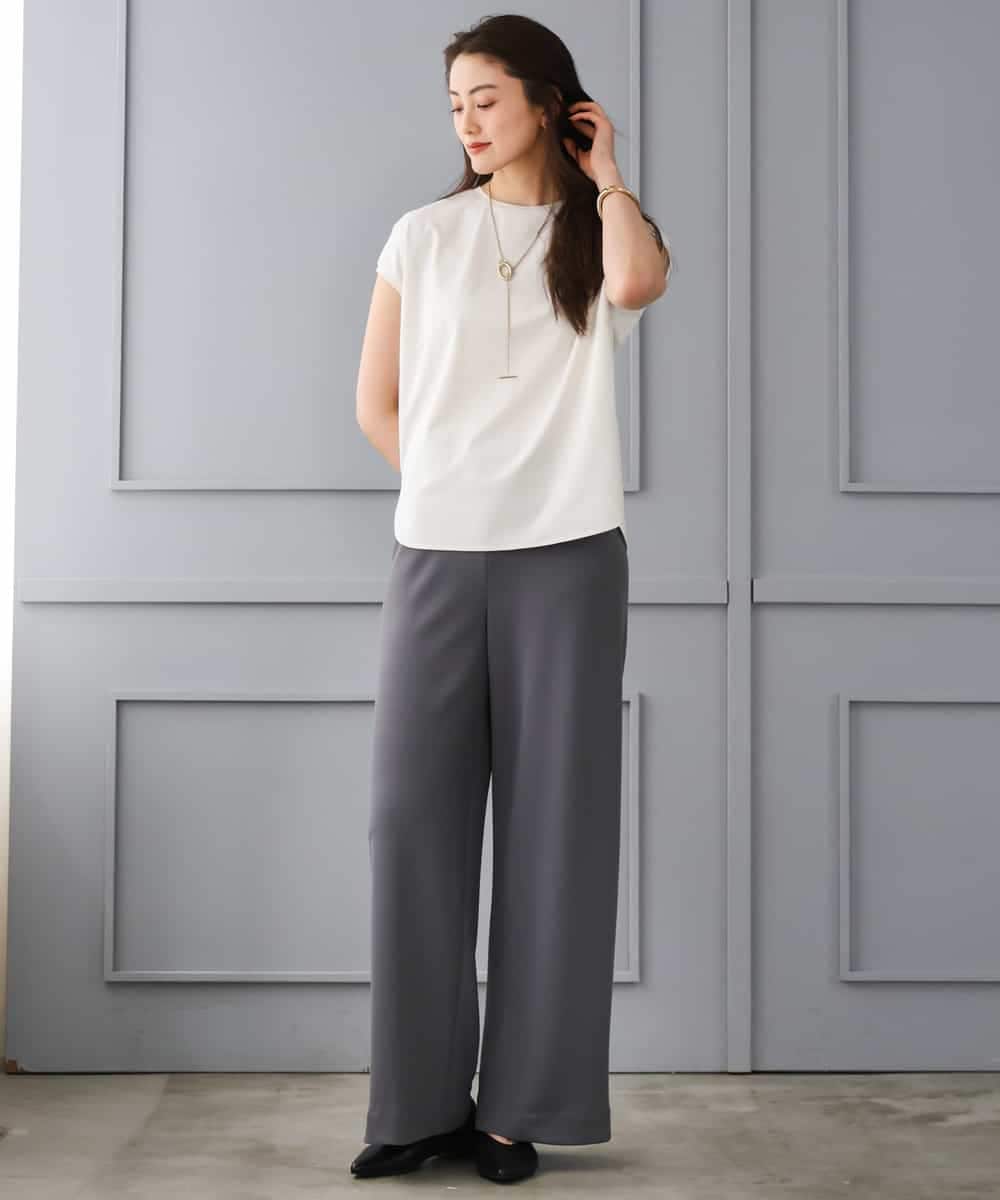 FMLGD04220 MICHEL KLEIN(ミッシェルクラン) [リラックスボトム]シームレスワイドパンツ ダークグレー