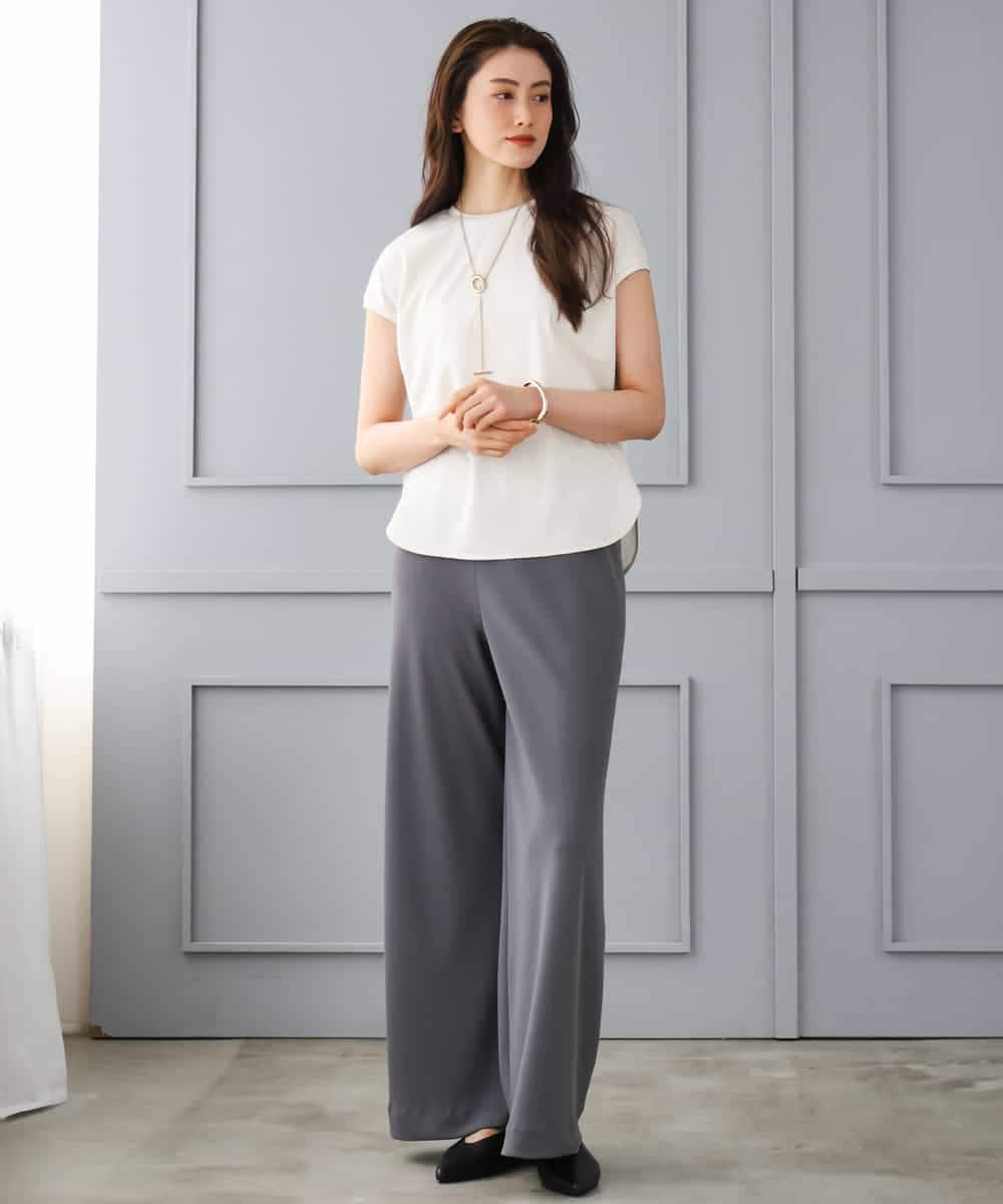 FMLGD04220 MICHEL KLEIN(ミッシェルクラン) [リラックスボトム]シームレスワイドパンツ ダークグレー