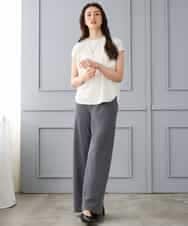 FMLGD04220 MICHEL KLEIN(ミッシェルクラン) [リラックスボトム]シームレスワイドパンツ ダークグレー