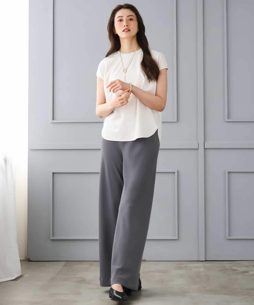 FMLGD04220 MICHEL KLEIN(ミッシェルクラン) [リラックスボトム]シームレスワイドパンツ ダークグレー