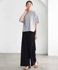 FMLGD04220 MICHEL KLEIN(ミッシェルクラン) [リラックスボトム]シームレスワイドパンツ ダークグレー