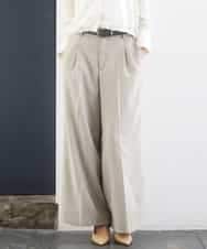 FMLGD05290 MICHEL KLEIN(ミッシェルクラン) [セットアップ対応]ツイードライク　ワイドパンツ ベージュ