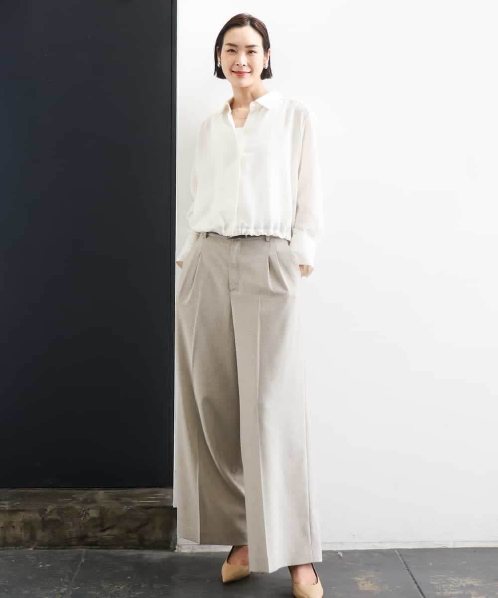 FMLGD05290 MICHEL KLEIN(ミッシェルクラン) [セットアップ対応]ツイードライク　ワイドパンツ ベージュ