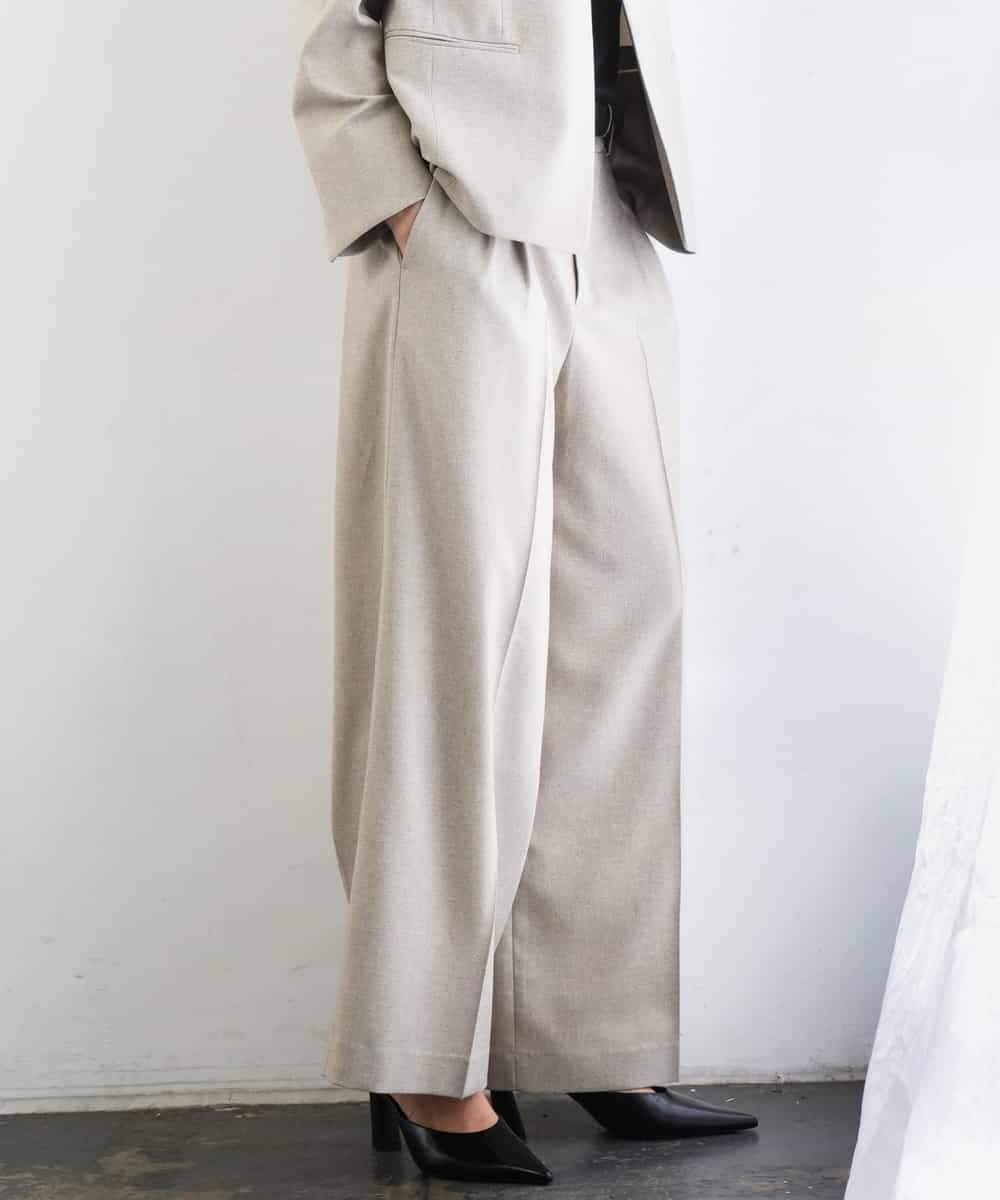 FMLGD05290 MICHEL KLEIN(ミッシェルクラン) [セットアップ対応]ツイードライク　ワイドパンツ ベージュ