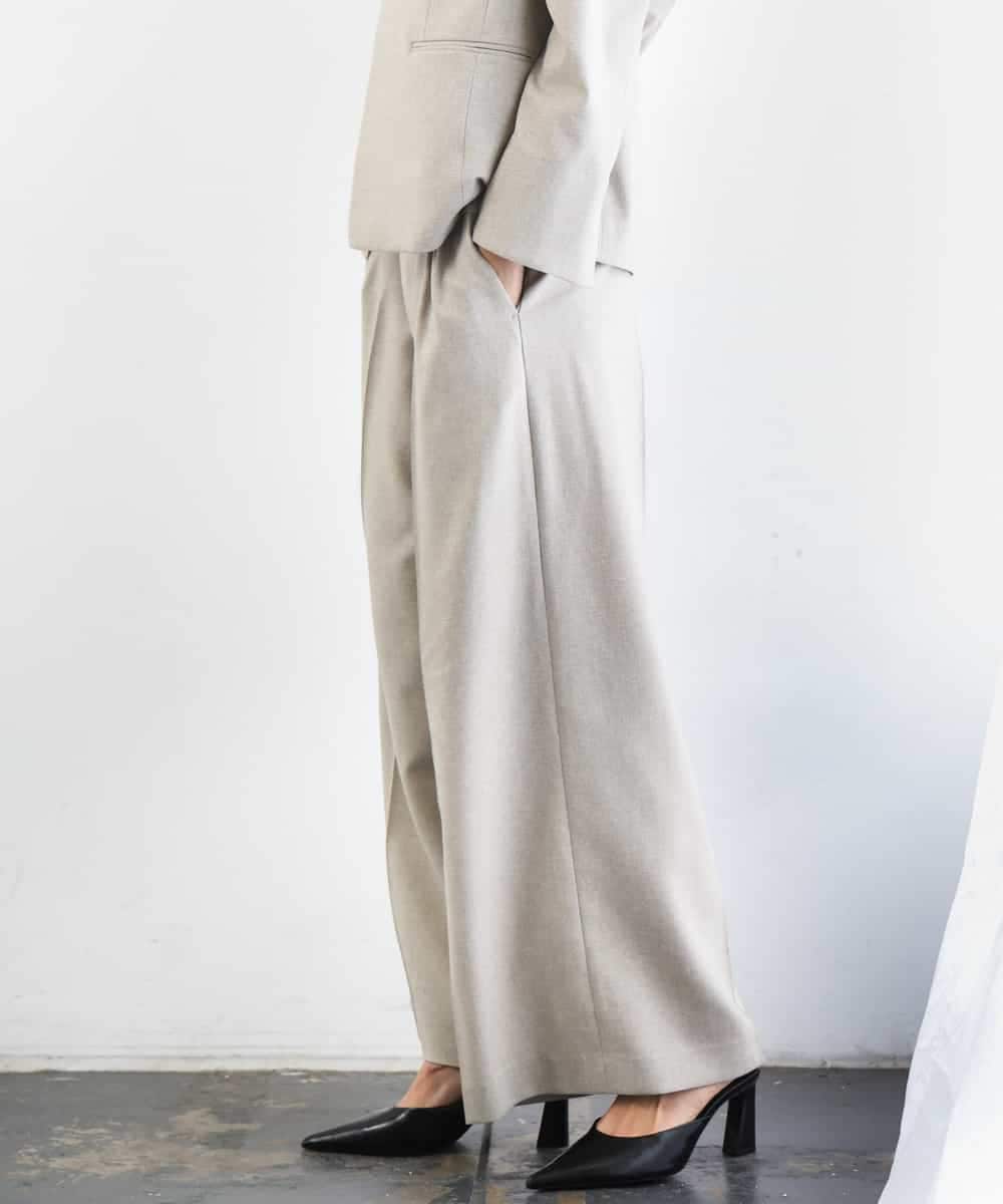 FMLGD05290 MICHEL KLEIN(ミッシェルクラン) [セットアップ対応]ツイードライク　ワイドパンツ ベージュ