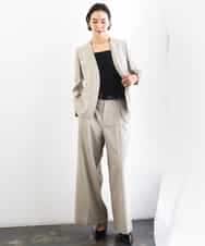 FMLGD05290 MICHEL KLEIN(ミッシェルクラン) [セットアップ対応]ツイードライク　ワイドパンツ ベージュ