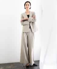 FMLGD05290 MICHEL KLEIN(ミッシェルクラン) [セットアップ対応]ツイードライク　ワイドパンツ ベージュ