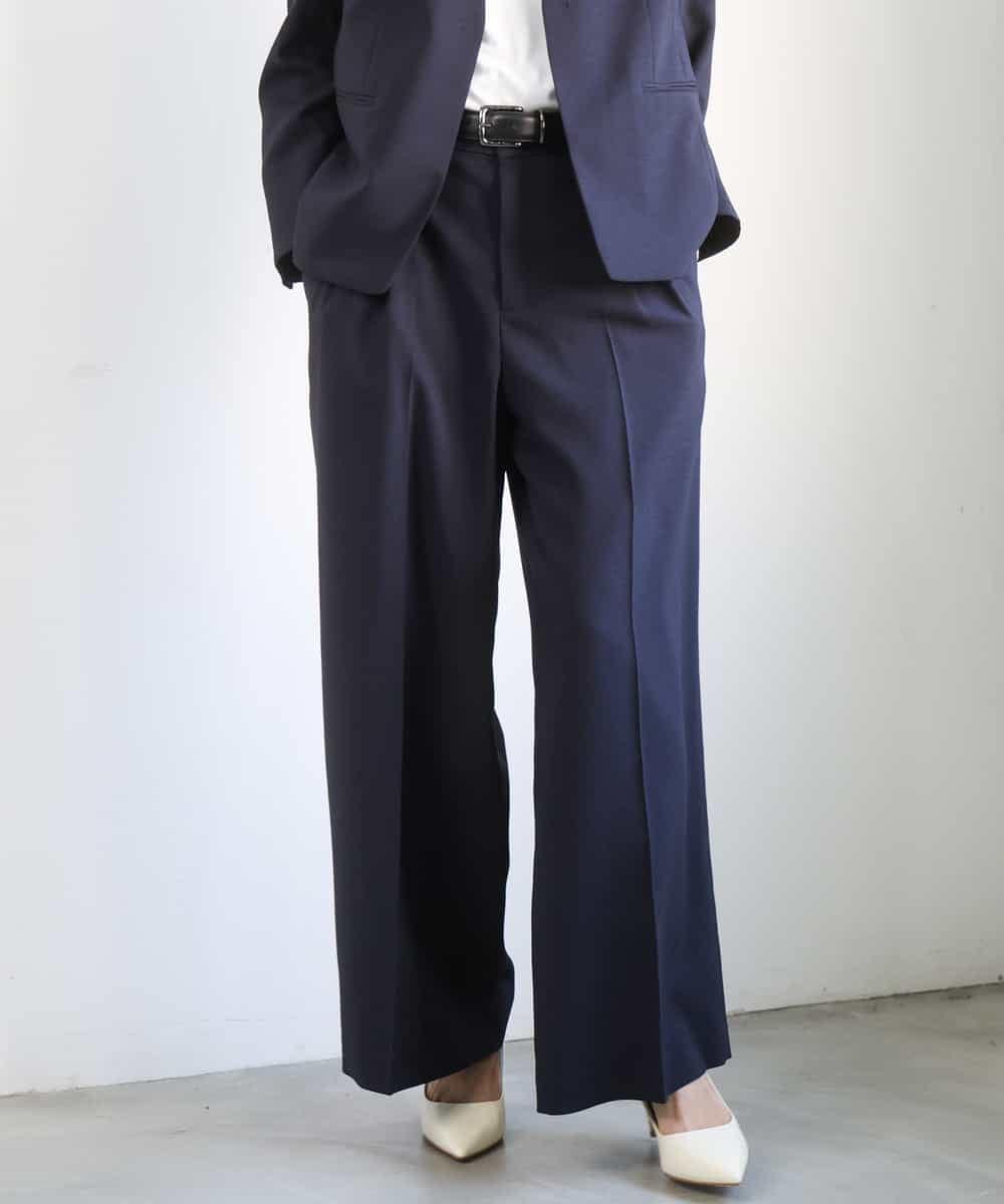 FMLGD05290 MICHEL KLEIN(ミッシェルクラン) [セットアップ対応]ツイードライク　ワイドパンツ ベージュ