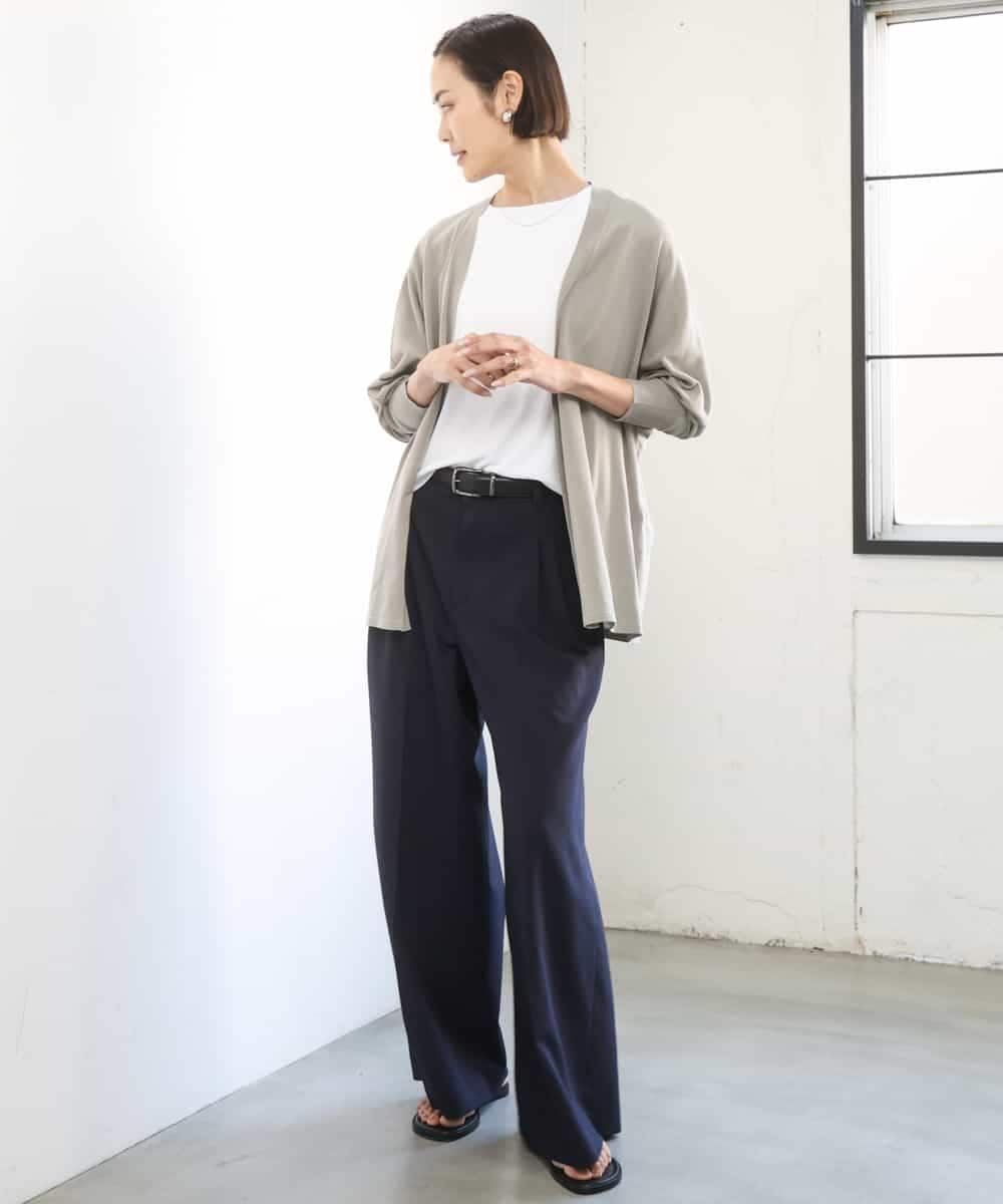 FMLGD05290 MICHEL KLEIN(ミッシェルクラン) [セットアップ対応]ツイードライク　ワイドパンツ ベージュ