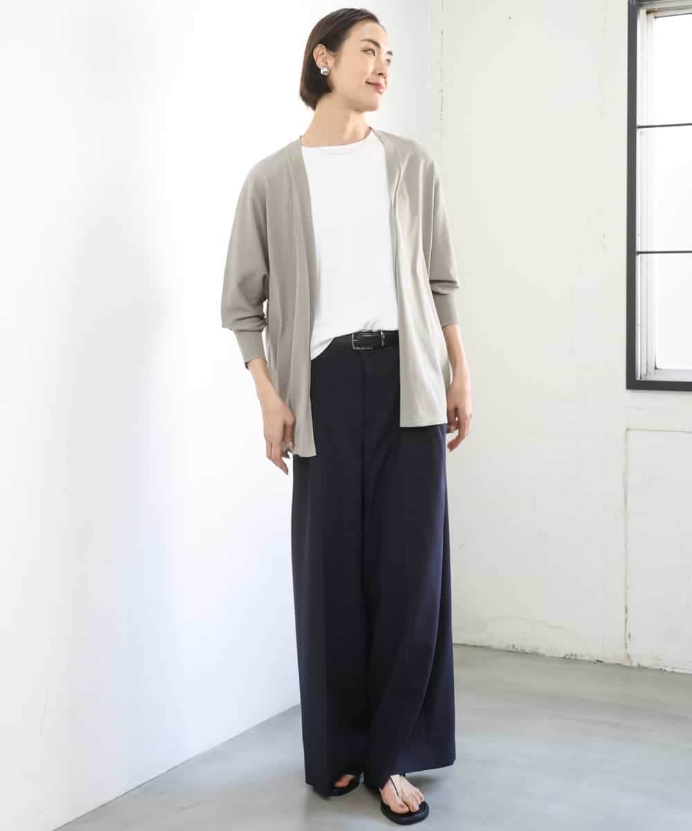 FMLGD05290 MICHEL KLEIN(ミッシェルクラン) [セットアップ対応]ツイードライク　ワイドパンツ ベージュ