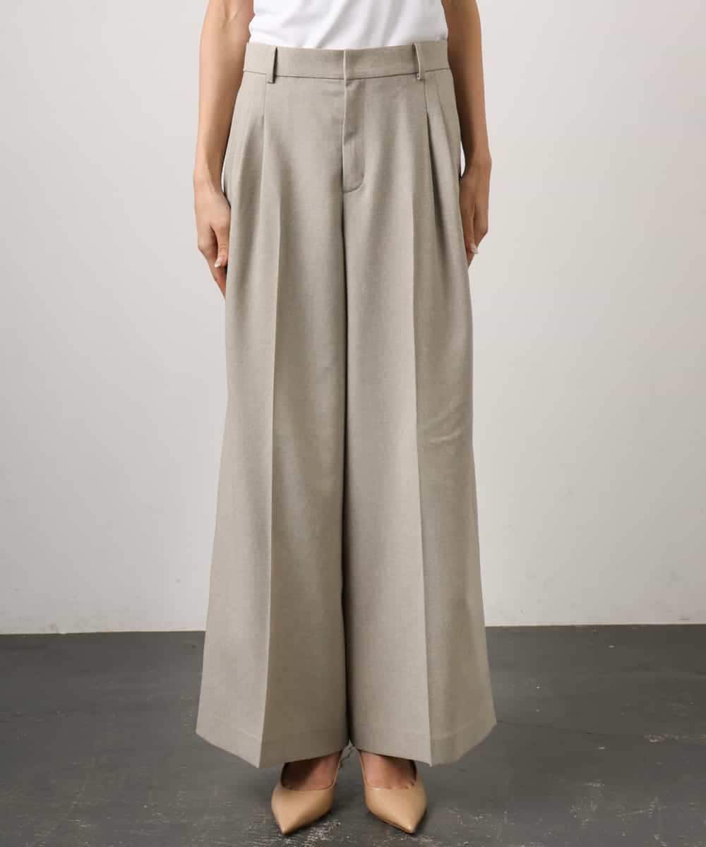 FMLGD05290 MICHEL KLEIN(ミッシェルクラン) [セットアップ対応]ツイードライク　ワイドパンツ ベージュ