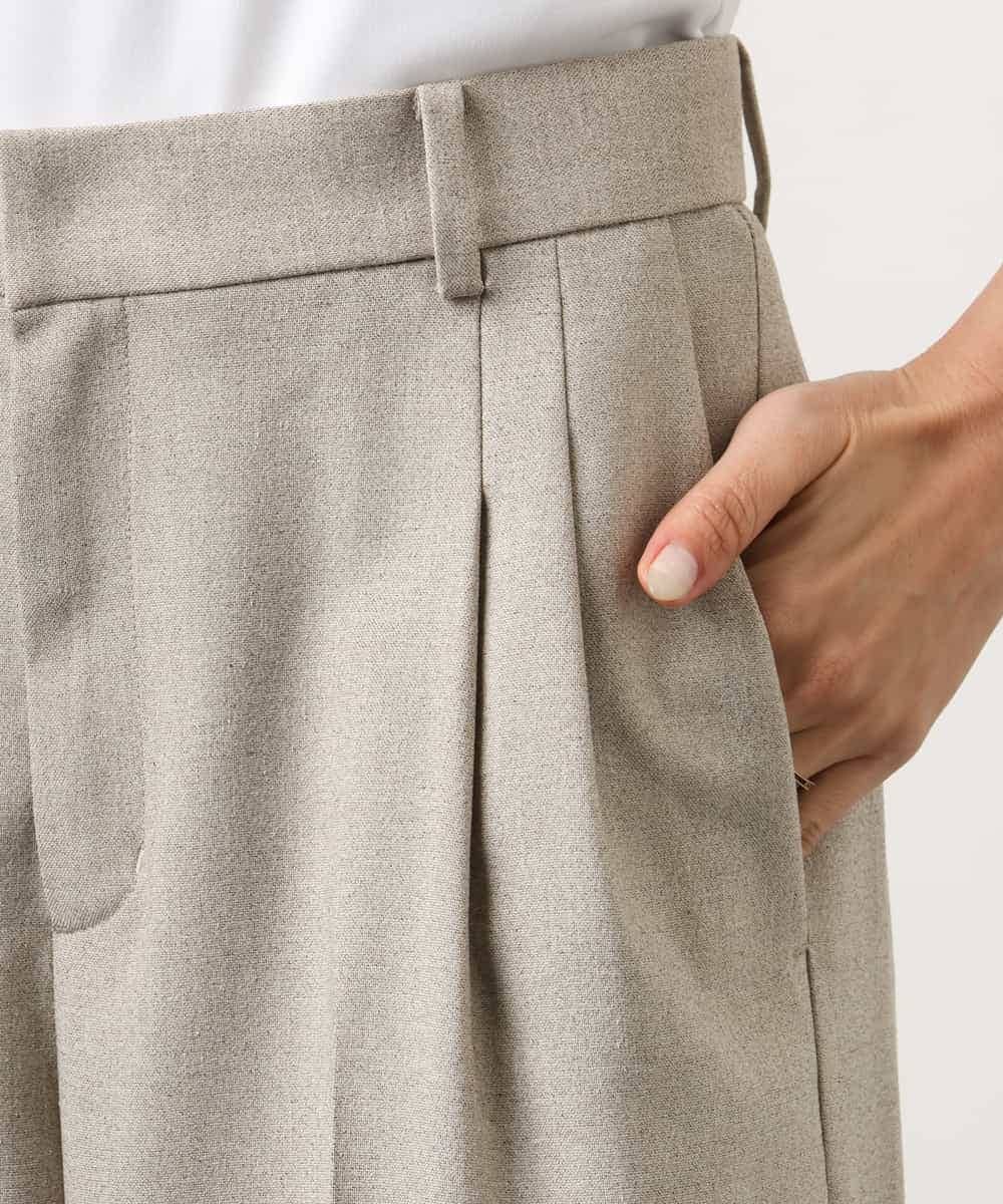 FMLGD05290 MICHEL KLEIN(ミッシェルクラン) [セットアップ対応]ツイードライク　ワイドパンツ ベージュ