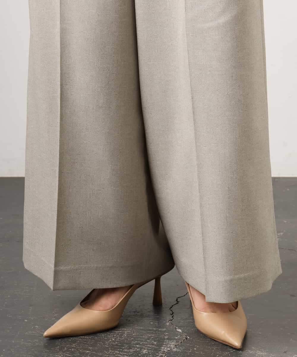 FMLGD05290 MICHEL KLEIN(ミッシェルクラン) [セットアップ対応]ツイードライク　ワイドパンツ ベージュ