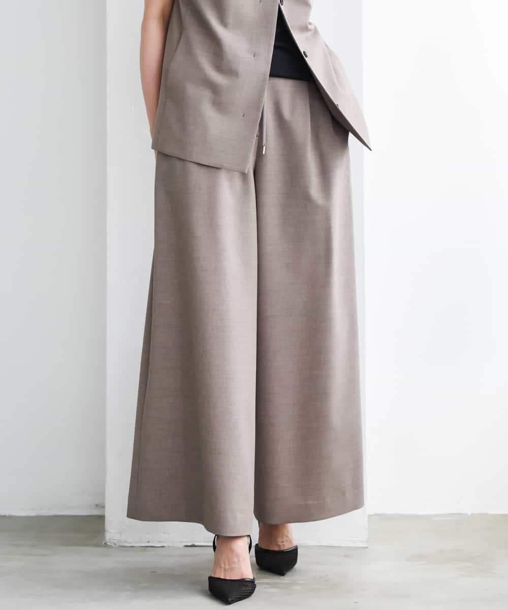 FMLGD13280 MICHEL KLEIN(ミッシェルクラン) [セットアップ対応/リラックスボトム]ドローストリングワイドパンツ ブラウン