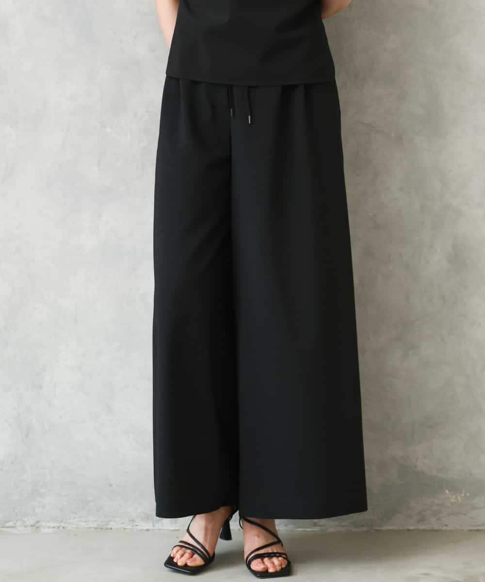 FMLGD13280 MICHEL KLEIN(ミッシェルクラン) [セットアップ対応/リラックスボトム]ドローストリングワイドパンツ ブラック