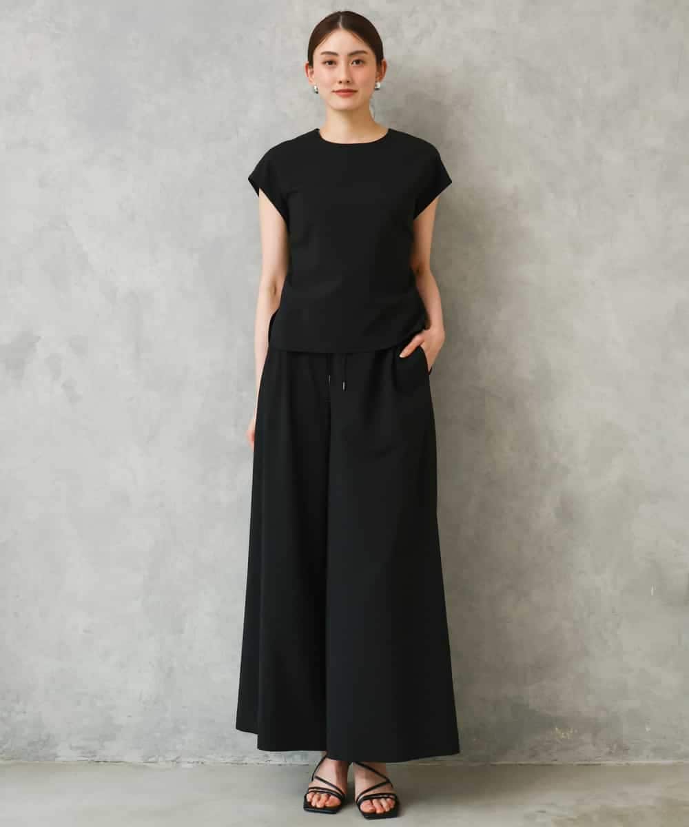 FMLGD13280 MICHEL KLEIN(ミッシェルクラン) [セットアップ対応/リラックスボトム]ドローストリングワイドパンツ ブラック