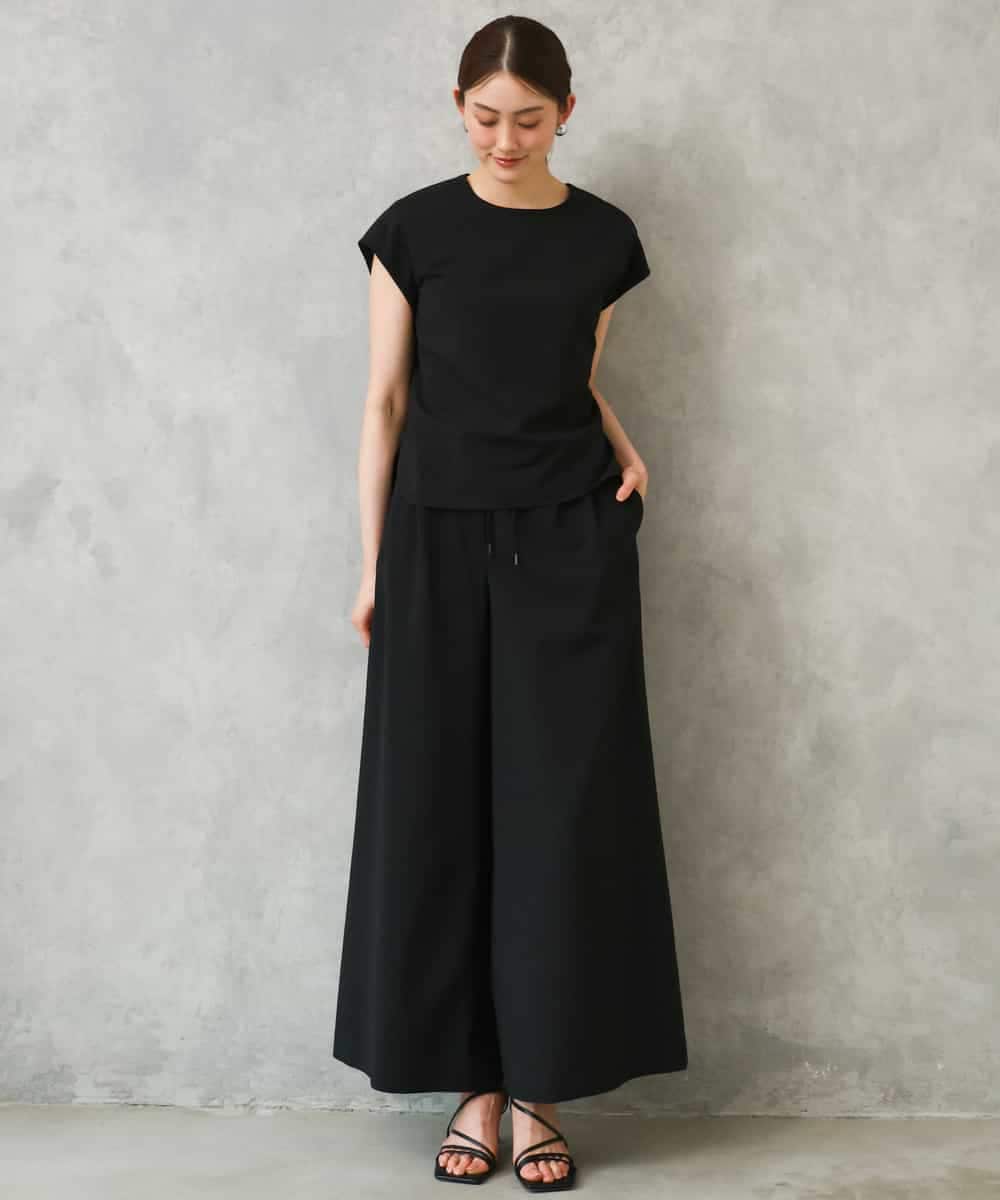 FMLGD13280 MICHEL KLEIN(ミッシェルクラン) [セットアップ対応/リラックスボトム]ドローストリングワイドパンツ ブラック