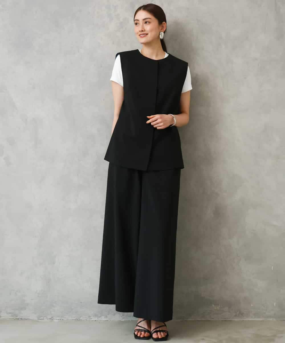 FMLGD13280 MICHEL KLEIN(ミッシェルクラン) [セットアップ対応/リラックスボトム]ドローストリングワイドパンツ ブラック