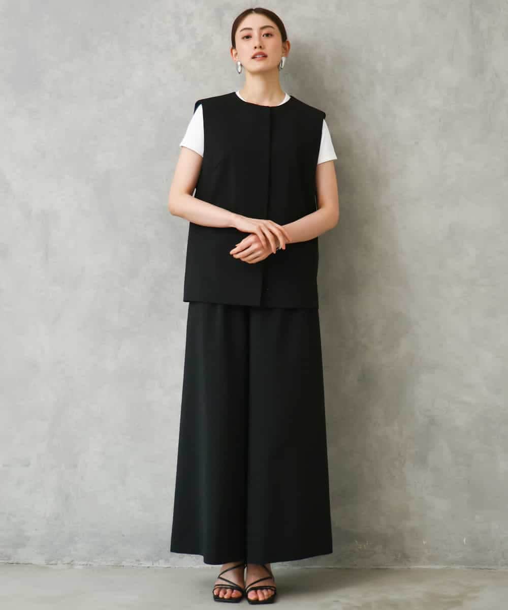 FMLGD13280 MICHEL KLEIN(ミッシェルクラン) [セットアップ対応/リラックスボトム]ドローストリングワイドパンツ ブラック